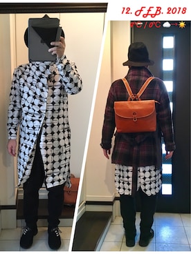 「アシンメトリー」｜「アイテム（その他アウター）」を使った、sakusakarさん（メンズ・173cm）の冬コーディネート
