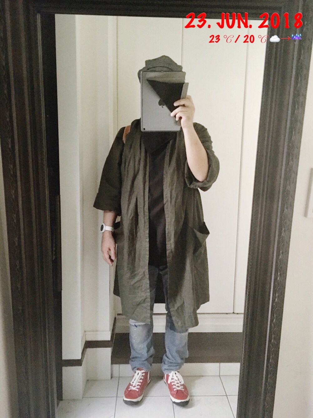 ジュンハシモトレイヤードカーディガンモスグリーンLui