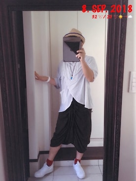 「チャイハネ（チャイハネ）のアイテム（Tシャツ/カットソー）」を使った、sakusakarさん（メンズ・173cm）の秋コーディネート