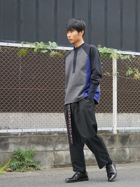 「N.HOOLYWOOD（N.ハリウッド）のアイテム（スウェット）」を使った、Mikinori さん（メンズ・175cm）の春コーディネート