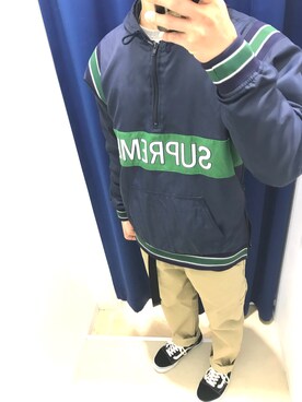 「Lee（リー）のアイテム（チノパンツ）」を使った、ジェニファー山田さん（メンズ・173cm）の冬コーディネート