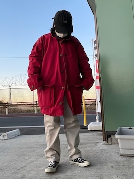 「KaneZ（ケインズ）のアイテム（キャップ）」を使った、トキためさん（レディース・151cm）の冬コーディネート