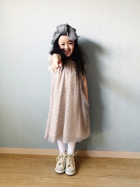 「H&M（エイチ・アンド・エム）のアイテム（ワンピース/ドレス）」を使った、riccarinさん（キッズ・100cm）の冬コーディネート