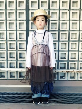 「カオリノモリノコ（カオリノモリノコ）のアイテム」を使った、riccarinさん（キッズ・110cm）の春コーディネート