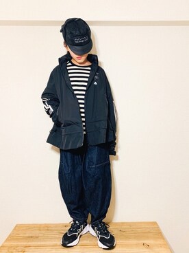 「こども ビームス（コドモビームス）のアイテム（キャップ）」を使った、riccarinさん（キッズ・133cm）の秋コーディネート