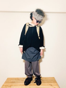 「アイテム（スカート）」を使った、riccarinさん（キッズ・133cm）の冬コーディネート