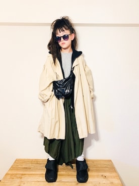 「minius（ミニウス）のアイテム」を使った、riccarinさん（キッズ・133cm）の冬コーディネート