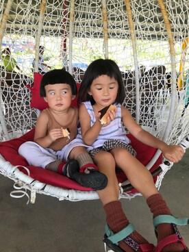 「Native（ネイティブ）のアイテム（トップス）」を使った、萌萌vs咩咩（小小無臉男）さん（キッズ・90cm）の夏コーディネート