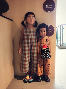 「BOBO（ボボ）のアイテム」を使った、萌萌vs咩咩（小小無臉男）さん（キッズ・90cm）の夏コーディネート