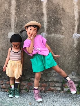 「BOBO（ボボ）のアイテム」を使った、萌萌vs咩咩（小小無臉男）さん（キッズ・110cm）の夏コーディネート