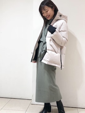 「アイテム（ダウンジャケット/コート、ベージュ系）」を使った、nano・universe ルミネ北千住 Womensさん（レディース・168cm）の冬コーディネート