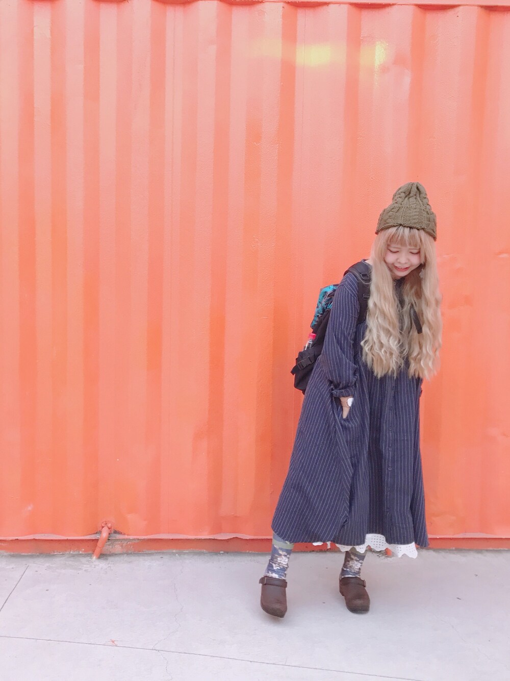 「今日のコーデ、休日スタイル、冬コーデ、ワンピース、Tiara Tiara goods、Tiara tiara、stance、dansko、titicaca、Taiwan」｜「North Objectのアイテム（ワンピース、ブルー系）」を使った、Kuriさん（レディース・156cm）の冬コーディネートの1枚目の写真