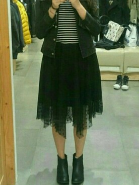 「Timberandのアイテム（ブーティ、ブラック系）」を使った、ranyukiさん（レディース・165cm）の秋コーディネート