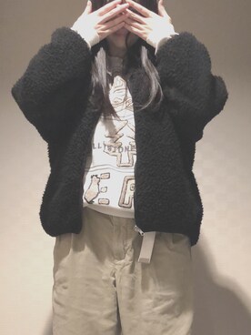 「古着好きな人と繋がりたい」｜「アイテム（ブルゾン）」を使った、いちごミルクさん（レディース・166cm）の秋コーディネート