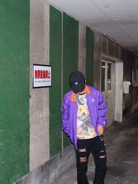 「STARTER（スターター）のアイテム（ナイロンジャケット）」を使った、HIKARUさん（メンズ・169cm）の秋コーディネート