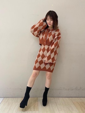 「タイトワンピ」｜「アイテム（ブーツ）」を使った、kaoriさん（レディース・156cm）の秋コーディネート