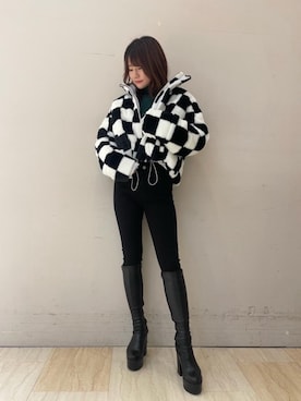 「SPIRALGIRL（スパイラルガール）のアイテム（ダウンジャケット/コート）」を使った、kaoriさん（レディース・156cm）の冬コーディネート
