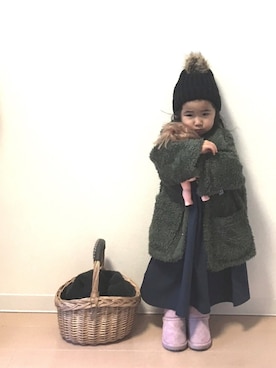 「Lee（リー）のアイテム（ブルゾン）」を使った、Neneneさん（キッズ・90cm）の冬コーディネート