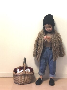 「アイテム（サスペンダー）」を使った、Neneneさん（キッズ・90cm）の冬コーディネート