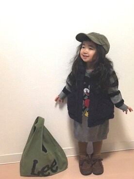 「Lee（リー）のアイテム（帽子）」を使った、Neneneさん（キッズ・90cm）の冬コーディネート