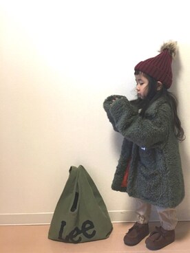 「Lee（リー）のアイテム（ブルゾン）」を使った、Neneneさん（キッズ・90cm）の冬コーディネート