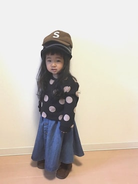 「Lee（リー）のアイテム（ワンピース）」を使った、Neneneさん（キッズ・90cm）の秋コーディネート