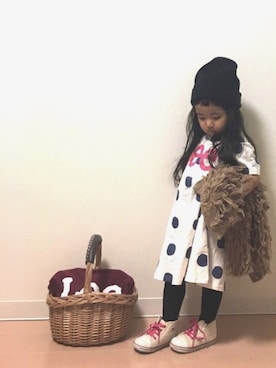 「OLD NAVY（オールドネイビー）のアイテム（帽子）」を使った、Neneneさん（キッズ・90cm）の春コーディネート