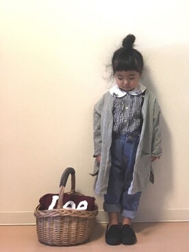「アイテム（かごバッグ）」を使った、Neneneさん（キッズ・90cm）の春コーディネート