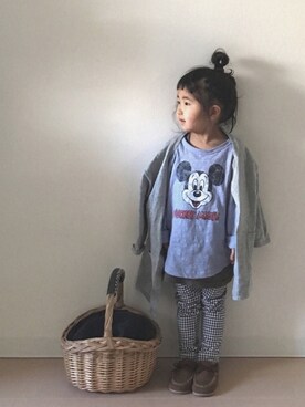 「アイテム（かごバッグ）」を使った、Neneneさん（キッズ・90cm）の春コーディネート