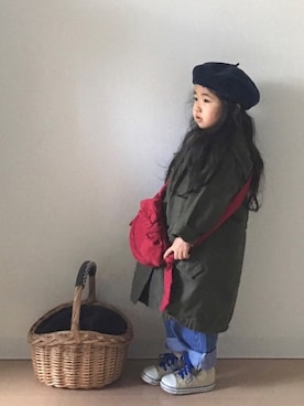 「AZUL by moussy（アズールバイマウジー）のアイテム（その他アウター）」を使った、Neneneさん（キッズ・90cm）の春コーディネート