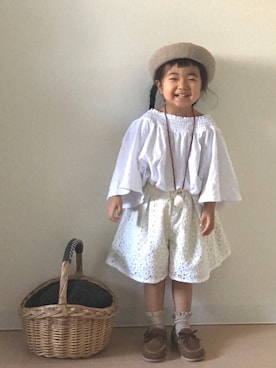 「アイテム（モカシン/デッキシューズ）」を使った、Neneneさん（キッズ・90cm）の春コーディネート