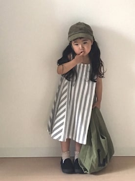 「Lee（リー）のアイテム（帽子）」を使った、Neneneさん（キッズ・90cm）の夏コーディネート