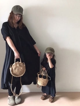 「JOURNAL STANDARD（ジャーナルスタンダード）のアイテム（シャツワンピース）」を使った、Neneneさん（キッズ・90cm）の夏コーディネート