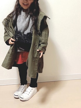 「AZUL by moussy（アズールバイマウジー）のアイテム（ジャケット/アウター）」を使った、Neneneさん（キッズ・90cm）の冬コーディネート