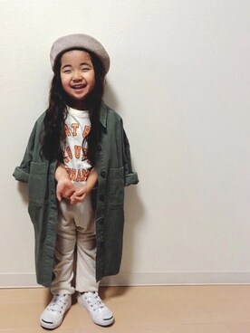 「平成最後のWEARISTAセンバツ」｜「アイテム（ハンチング/ベレー帽）」を使った、Neneneさん（キッズ・100cm）の春コーディネート