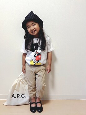「ミッキー」｜「アイテム（バレエシューズ）」を使った、Neneneさん（キッズ・100cm）の夏コーディネート
