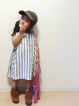 「Lee（リー）のアイテム（帽子）」を使った、Neneneさん（キッズ・100cm）の夏コーディネート