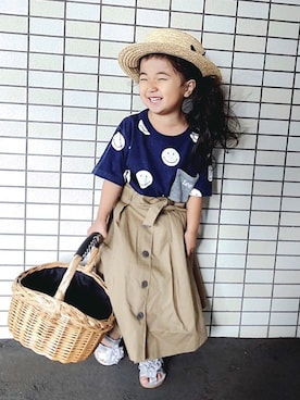 「Lee（リー）のアイテム（Tシャツ/カットソー）」を使った、Neneneさん（キッズ・100cm）の夏コーディネート