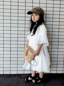 「Lee（リー）のアイテム（帽子）」を使った、Neneneさん（キッズ・100cm）の夏コーディネート