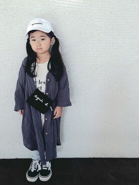 「オールドスクール」｜「アイテム（シャツワンピース）」を使った、Neneneさん（キッズ・100cm）の夏コーディネート