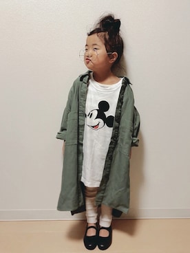 「ミッキー」｜「アイテム（バレエシューズ）」を使った、Neneneさん（キッズ・100cm）の秋コーディネート