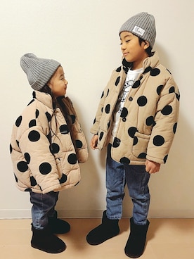 「お正月」｜「アイテム（ニットキャップ/ビーニー）」を使った、Neneneさん（キッズ・100cm）の冬コーディネート