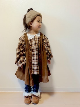 「Lee（リー）のアイテム（ワンピース/ドレス）」を使った、Neneneさん（キッズ・100cm）の冬コーディネート