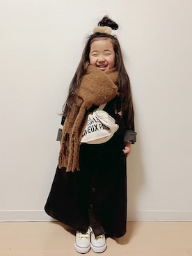 「DANTON（ダントン）のアイテム（ワンピース/ドレス）」を使った、Neneneさん（キッズ・100cm）の冬コーディネート