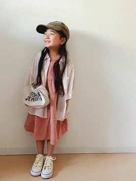 「Lee（リー）のアイテム（帽子）」を使った、Neneneさん（キッズ・110cm）の夏コーディネート