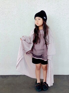 「アイテム（モカシン/デッキシューズ、グリーン系）」を使った、Neneneさん（キッズ・110cm）の秋コーディネート