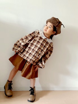 「Lee（リー）のアイテム（ワンピース/ドレス）」を使った、Neneneさん（キッズ・110cm）の秋コーディネート