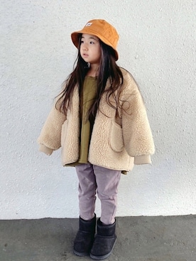 「BRANSHES（ブランシェス）のアイテム（チュニック）」を使った、Neneneさん（キッズ・110cm）の冬コーディネート
