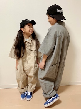 「アイテム（つなぎ/オールインワン、その他）」を使った、Neneneさん（キッズ・110cm）の春コーディネート
