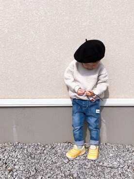 「シンプルおしゃれが好き」｜「アイテム（ハンチング/ベレー帽）」を使った、satoさん（キッズ・90cm）の春コーディネート